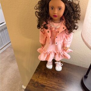 Charming Pink Doll with Ruffled Dress